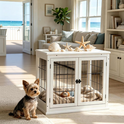 Cage pour chien 2 en 1, cage pour petit chien avec double entrée, chenil pour chiots, mobilier pour chenil