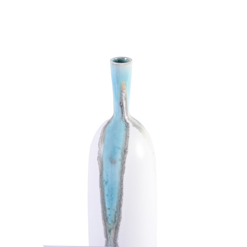 Bouteilles décoratives en porcelaine blanche/bleu intérieur/extérieur, H 27 po x l 5 po x P 5 po