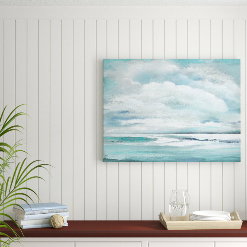 « gonflée clouds », reproduction de peinture à l’huile sur toile tendue, H 22 po x l 28 po x P 1,5 po