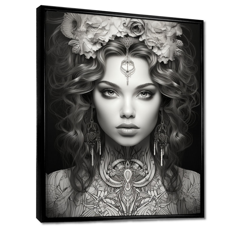 «Old Fashioned Flower Beauty», art mural mural, Cadre flottant noir, H 20 po x l 12 po