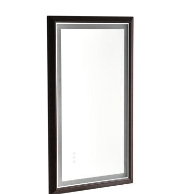 Wall Mounted 40 X 24 Inch Vanity Mirror, Aluminum Frame, - Fog, 3 Color Temperatures, Stepless Brightness Control, Warm , Clear Reflection Brown, Ideal For Bathroom Led Mirror With Mounted, Colors,