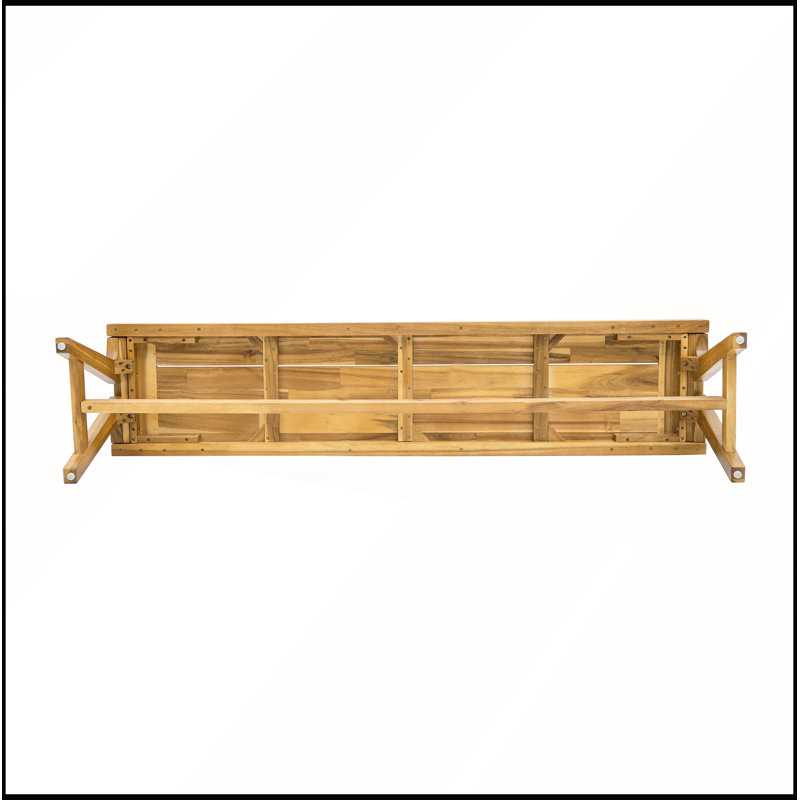 Contemporary Acacia Wood Patio Bench with Poolside Seating (Set of 2)