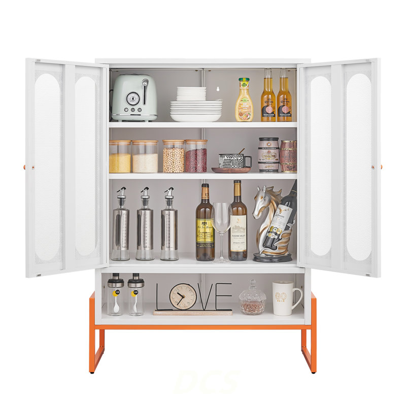 Modern Minimalist Double Door Shoe Cabinet With Adjustable Mesh Doors And High Foot Hollow Storage Cabinet Bottom, Compatible With Robotic Vacuum Cleaners, Shoe Storage