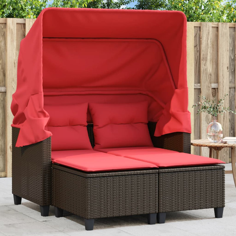 48.4'' Wide Rectangle Patio Sofa with Cushions, Red/Brown