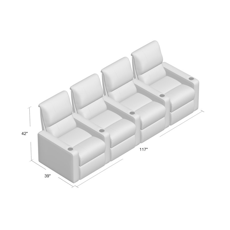 Rangée de sièges de cinéma maison (rangée de 4), Électrique, Sable Smartsuede