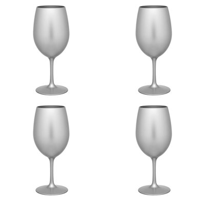 Ensemble de quatre verres à vin tout usage à pied en acrylique argenté