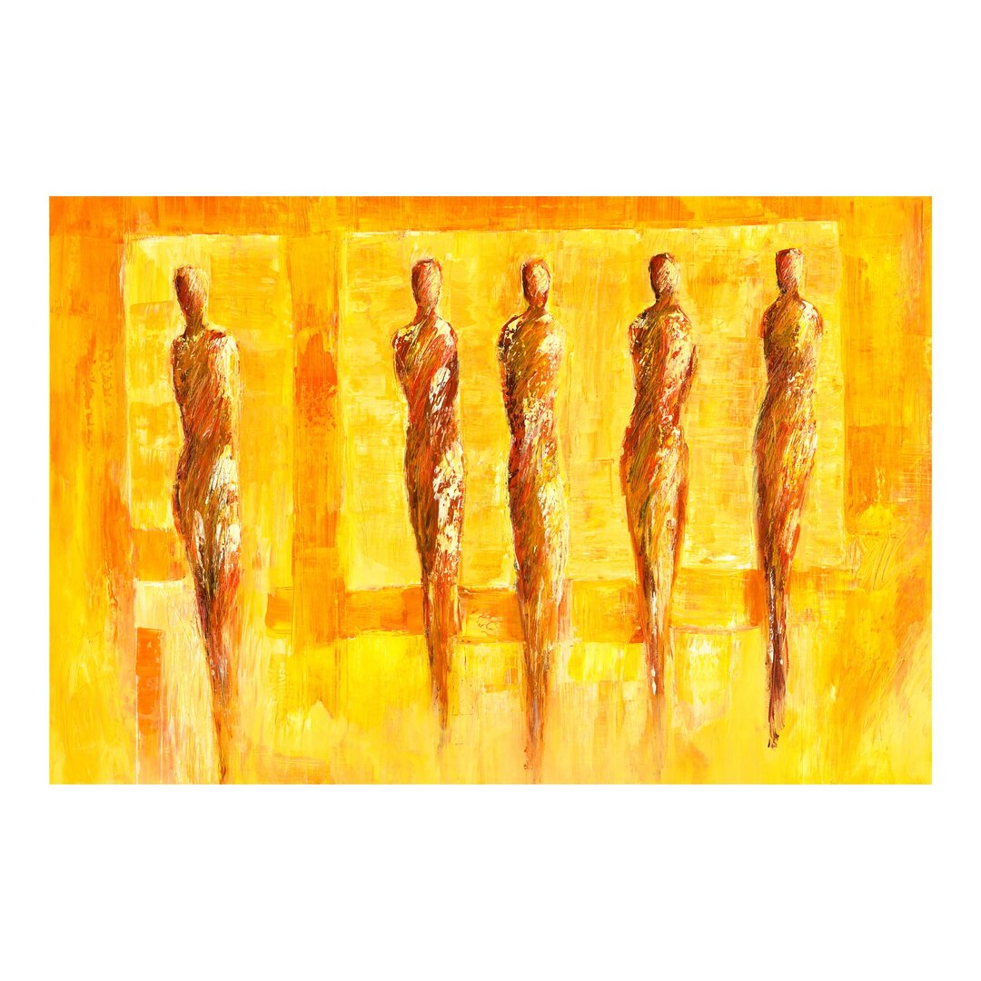 Strukturierte Fototapete Five Figures in Yellow von Petra Schüßler 2,9 m x 432 cm