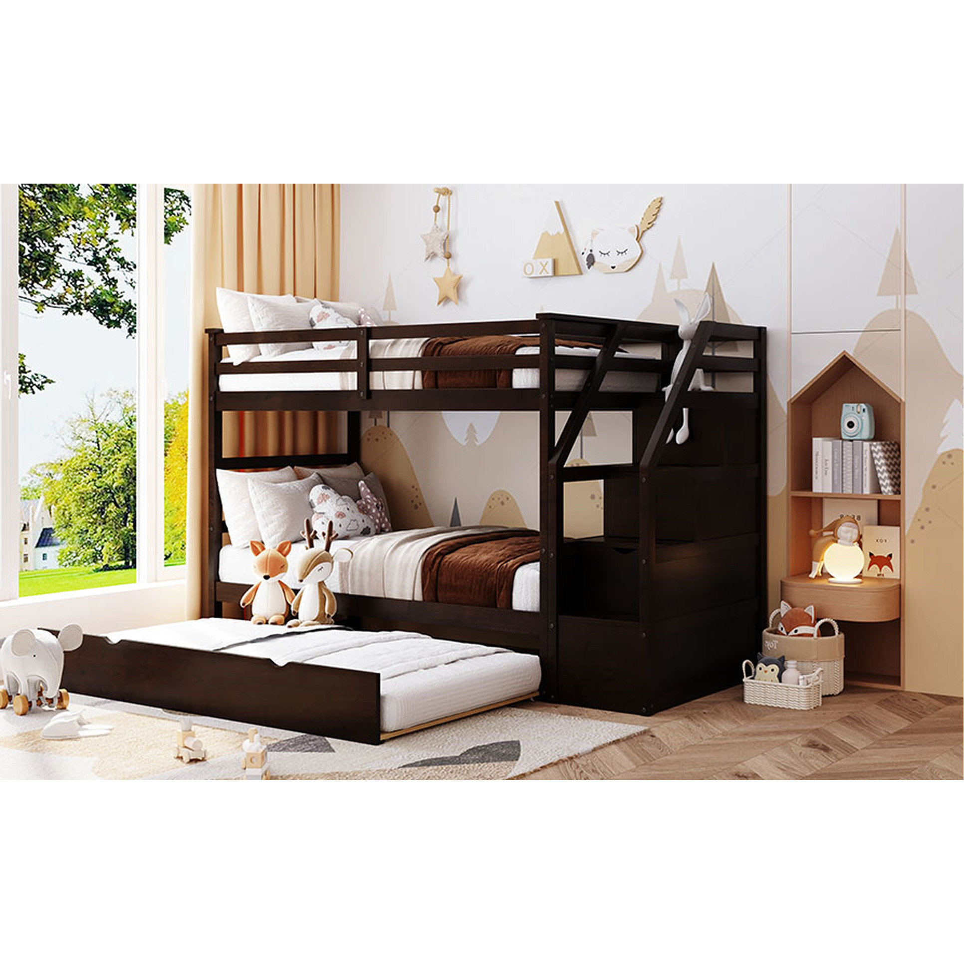 Latitude Run® Twintwin Bunk Bed With Functional Trundle And 3 Neat ...