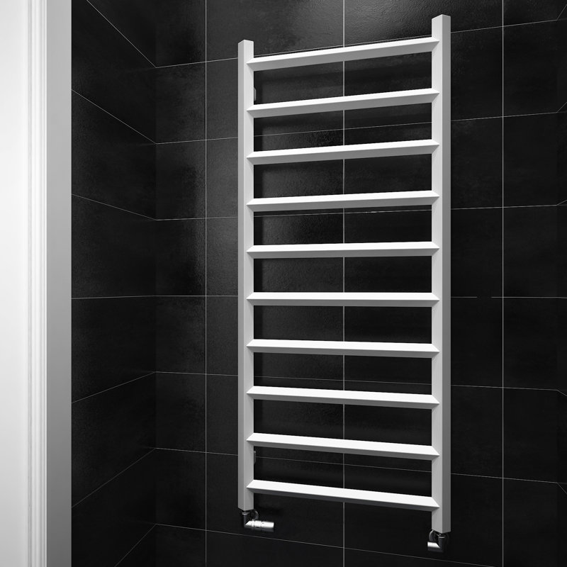 Crystal Heated Towel Rail, White, 120 cm H x 50 cm W x 8.3 cm D