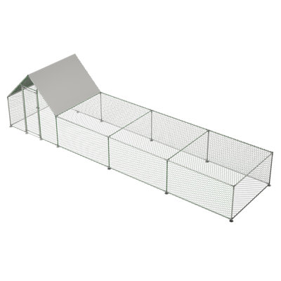 Elske Metal Chicken Run Coop, Walk-in Cage with Waterproof & Anti-UV Cover Lockable Door Design