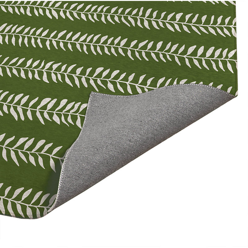 Tapis de cuisine Mystic Ivy, Rectangle 5' x 7', Vert olive avec motif floral