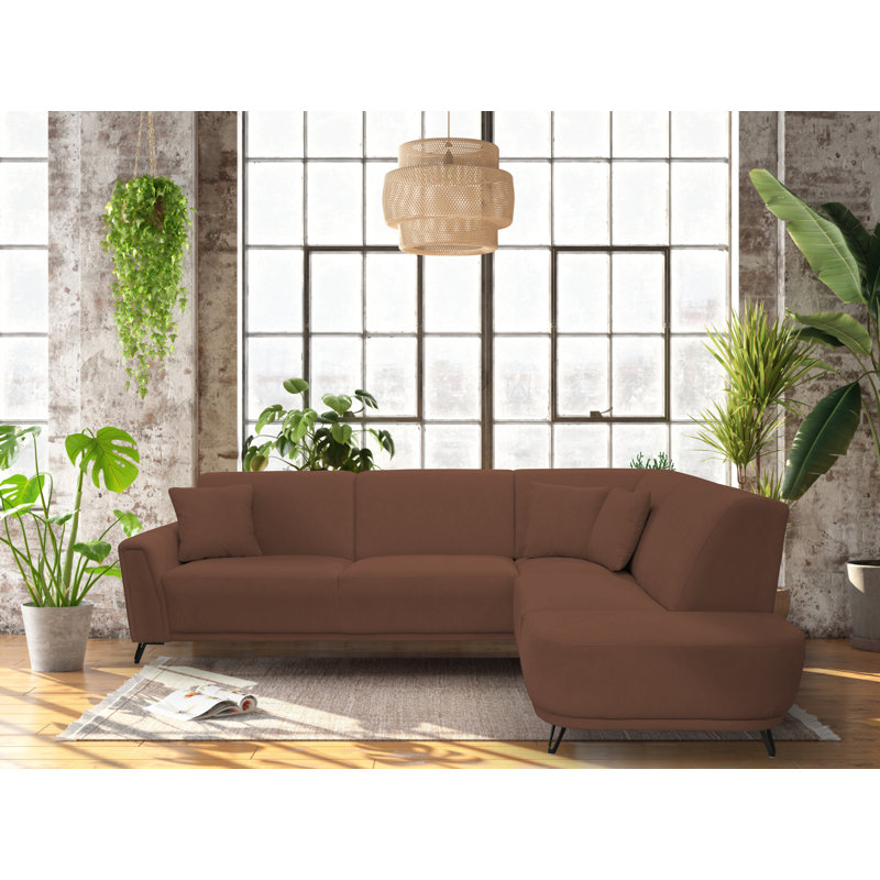 Vecellio 4 Seater Corner Sofa , Right facing, Brown