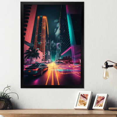 Futoniste Miami Neon V - peinture sur toile