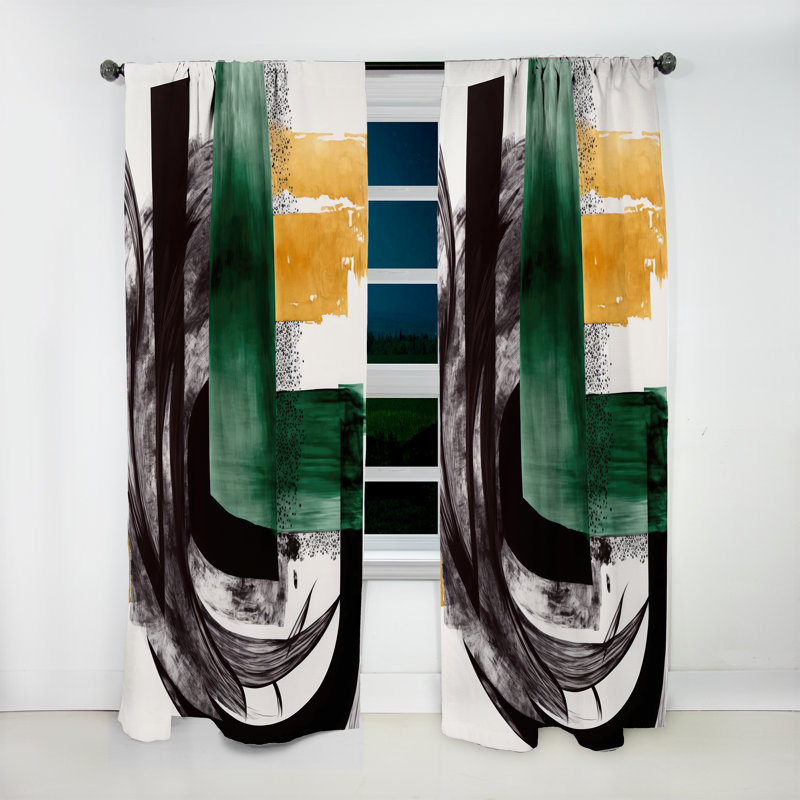 Rideau en velours abstrait moderne Art Deco VI - 1 panneau, L 52 po x L 120 po