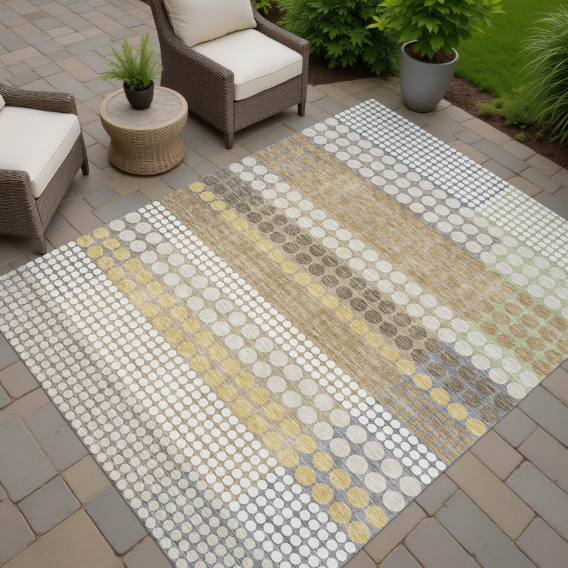 Machine Washable Indoor/Outdoor Chantille ACN2445 Geometric Rug, Beige, 9' x 12'