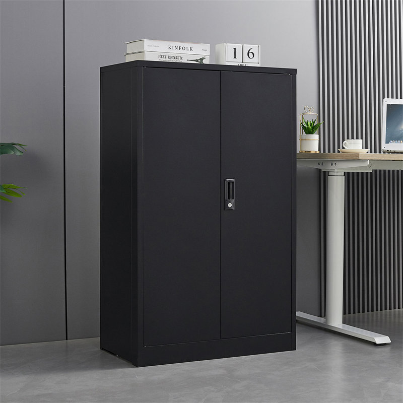 Armoire de rangement en métal avec portes verrouillables et tablette réglable