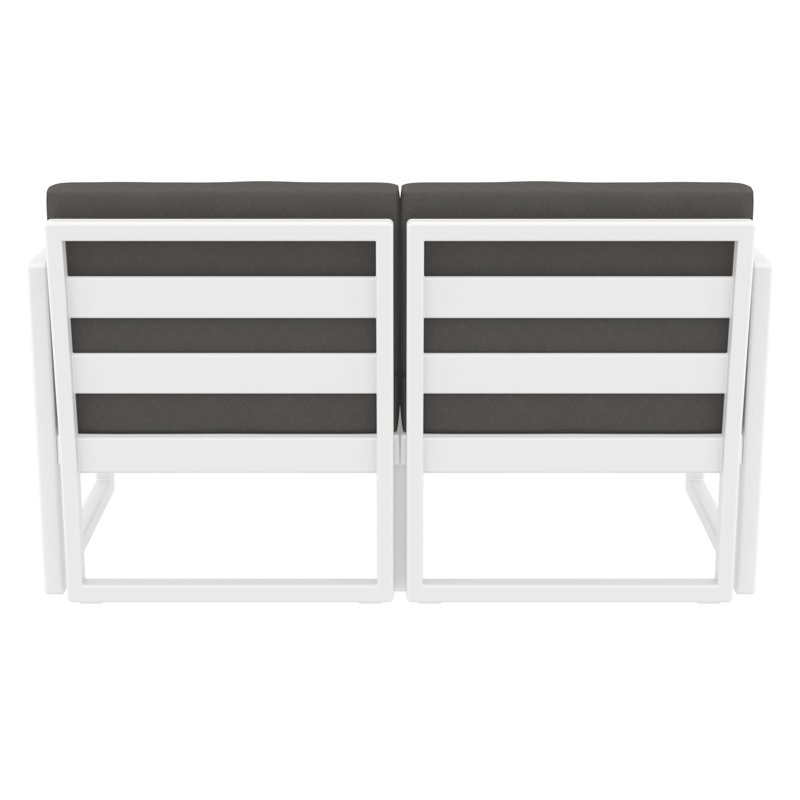 Lane 58'' Wide Straight Loveseat with Cushions, White, Canvas Charcoal Sunbrella® Canvas
