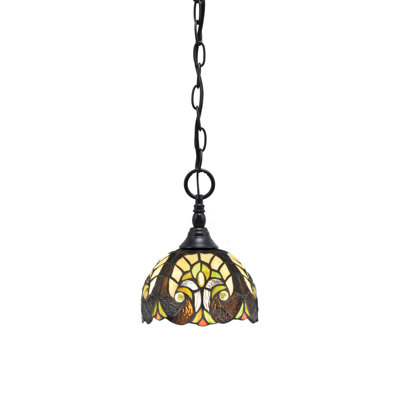 Mini-luminaire suspendu en chaîne avec verre d'art cyprès ivoire 7 po