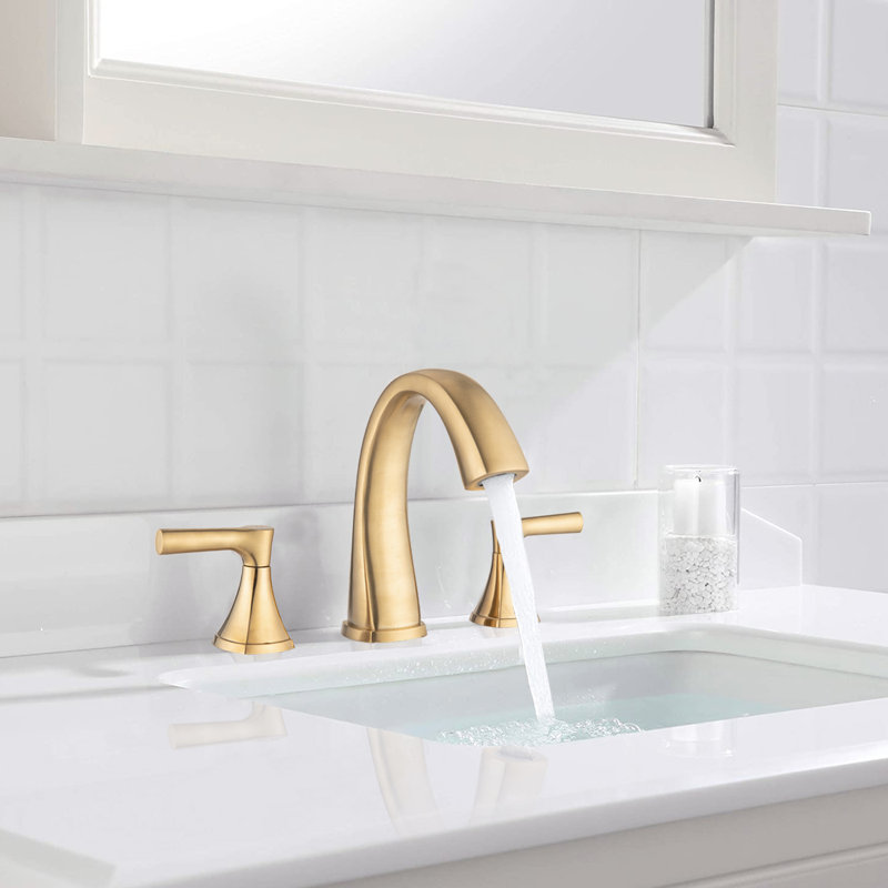 2-handle Bathroom Faucet with Drain Assembly, Brushed Gold
