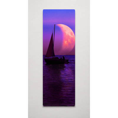 Voilier sous une lune géante - art mural sur toile