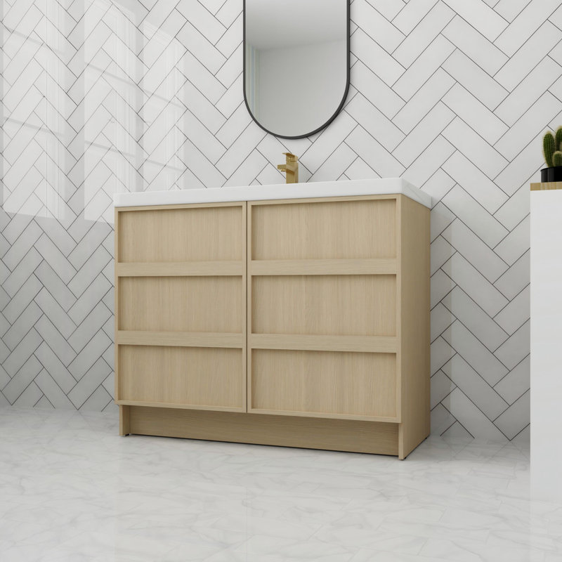 Meuble-lavabo autoportant de 42 po avec 2 portes à fermeture douce, 42"