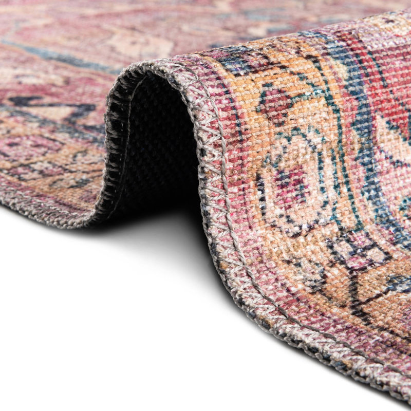 Tapis rose tissé à la machine Gwaltney, Tapis de couloir 2 pi x 8 pi