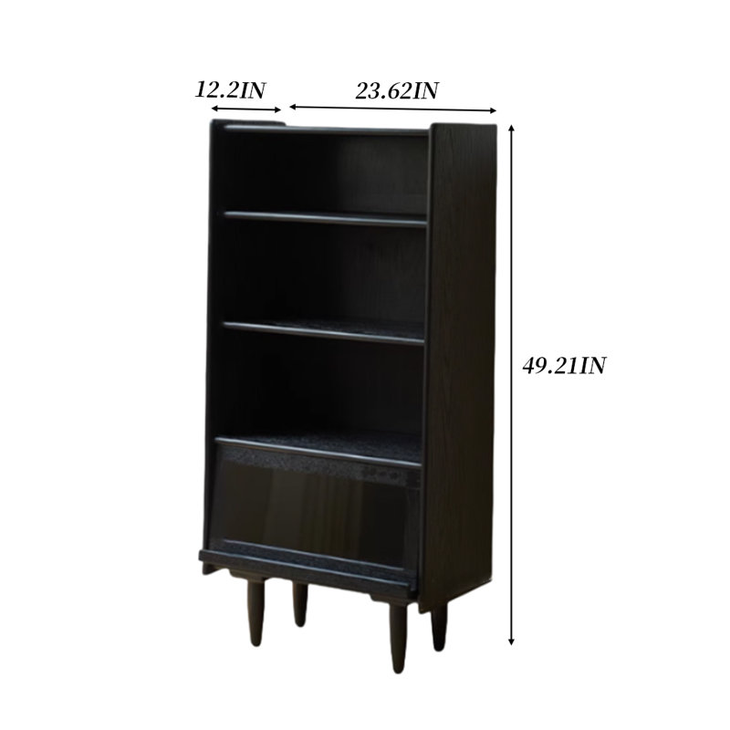 Black Solid Wood Sideboard Bookcase
