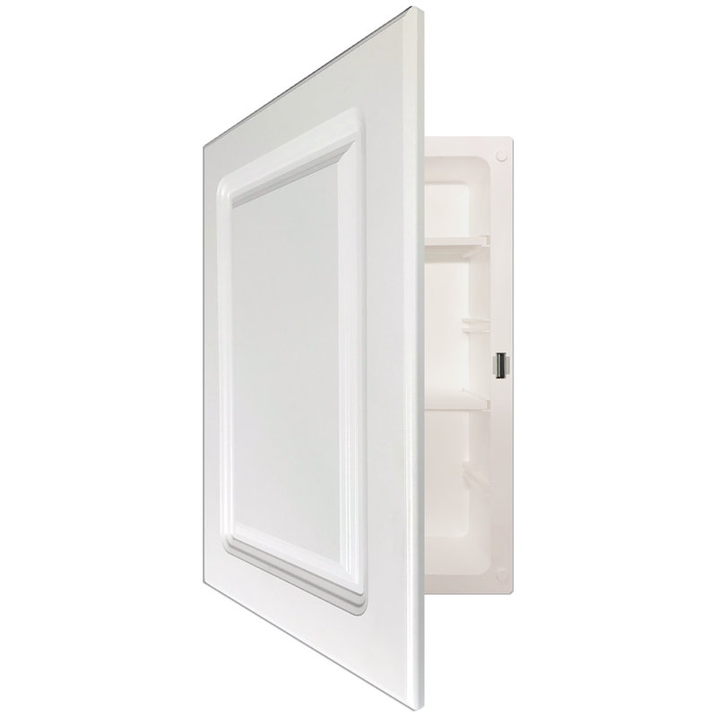 Armoire à pharmacie murale en bois pour salle de bain avec 2 tablettes réglables Adaiya, Blanc
