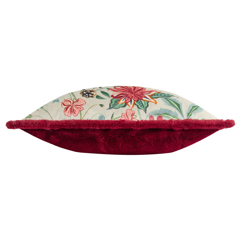 Floral Red Square Cushion, Pillow Cover Only - No Insert