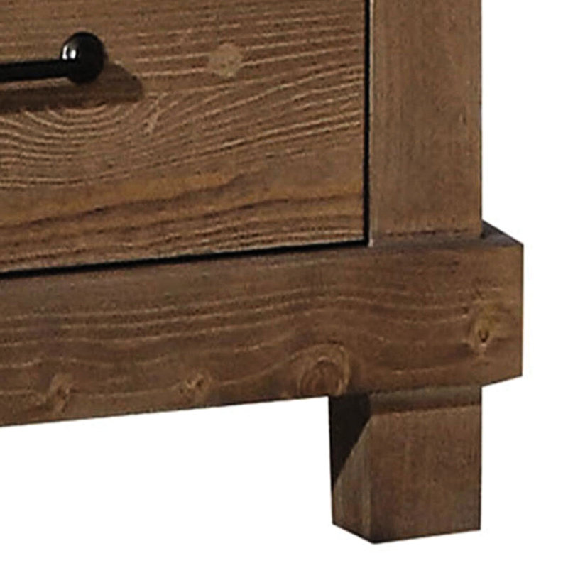 Table de chevet en chêne antique pour la chambre à coucher - Conception avec rangement pratique dans un style rustique