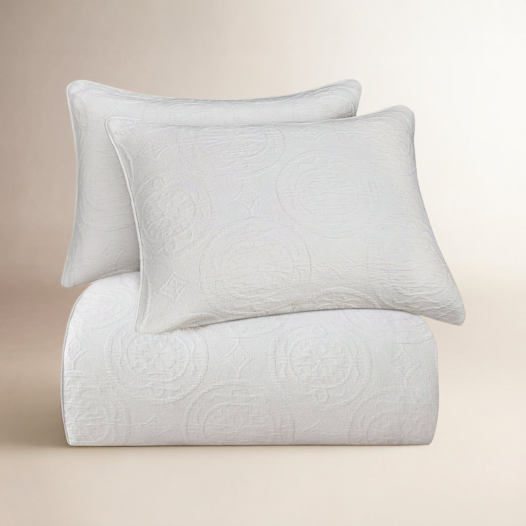 Verona Matelasse Cotton Comforter Set, Queen Comforter + 2 Standard Shams