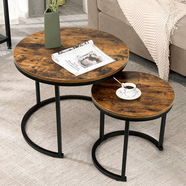 Briajah Sled 2 Nesting Coffee Table 17 Stories Table Base Color: Black, Top Design: Wood Color, Table Top Color: Walnut