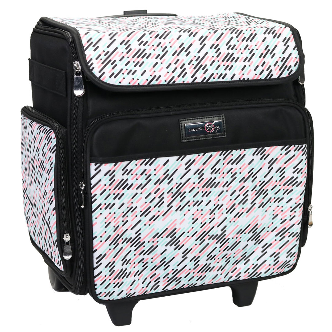 Everything Mary Pill Print Rolling Tote, 2 Wheeled Trolley Bag for Sewing/Crafts