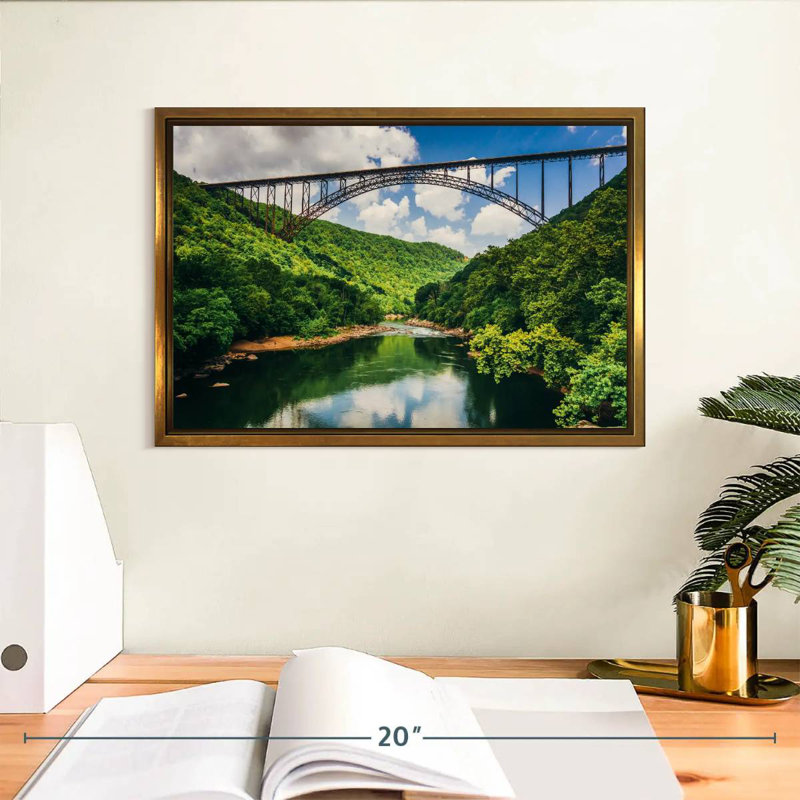 Pont New River Gorge, 13 po x 9 po, Cadre flottant doré