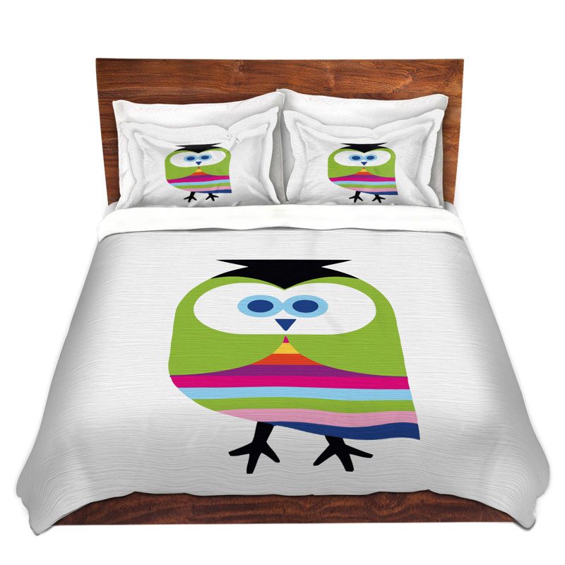 Ensemble de housse de couette arc-en-ciel hibou, 1 housse de couette grand + 2 taies standards