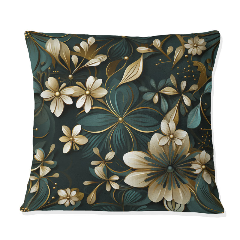 Coussin décoratif à motif géométrique doré I Victorian Ornate, 18 po x 18 po