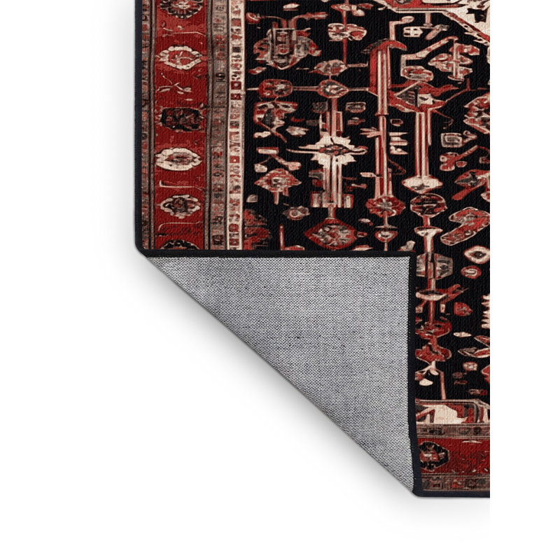 Machine Washable Turkish Brown Area Rug, Carré 5 pi
