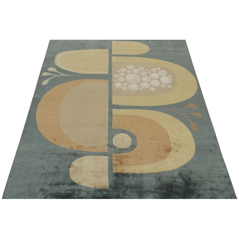 Hand Knotted Wool Geometric Area Rug, Rectangle 10' x 14'