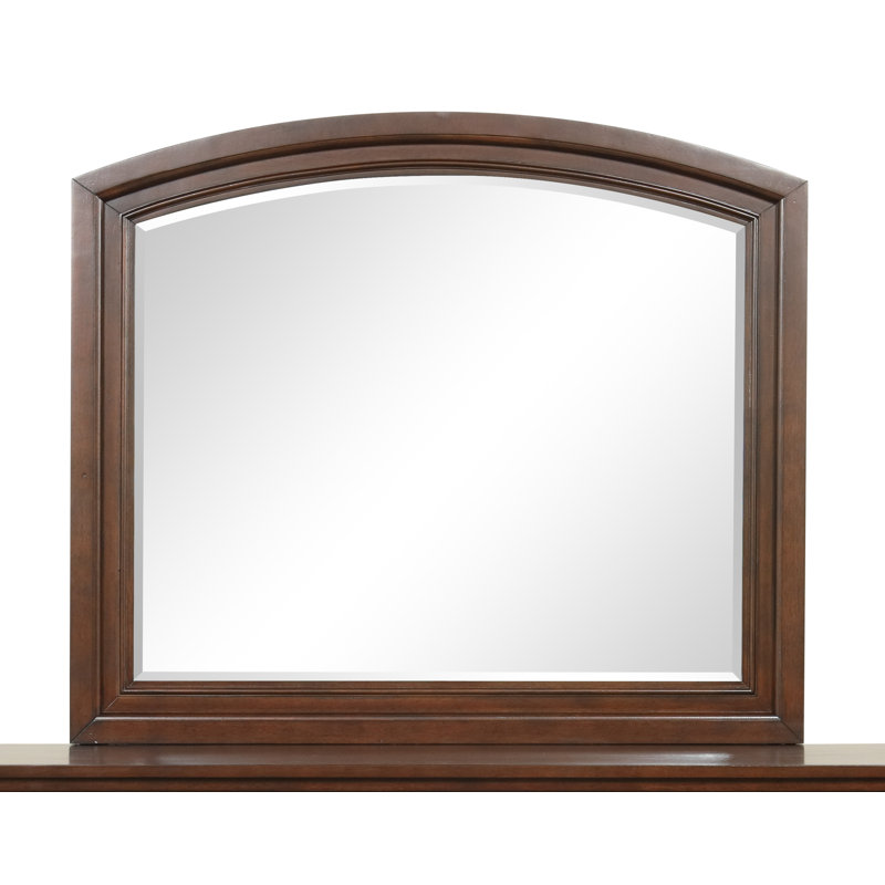 Manlius Traditional Beveled Dresser Mirror, Rustic Cherry