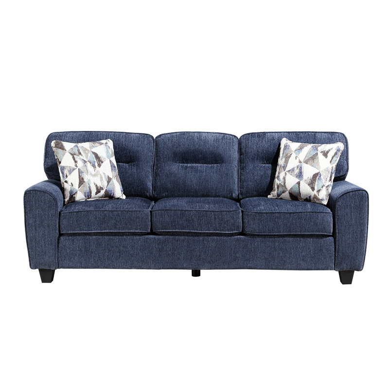 Canapé en chenille durable avec coussins décoratifs et meubles de salon contemporains bleus 1 pièce