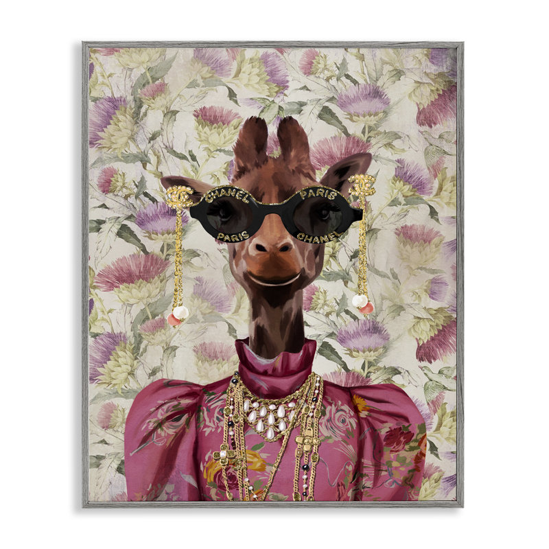 Art giclée de girafe sur des fleurs par Svetlana Aleynikova, H 14 po x l 11 po, Estampe numérique Farmhouse