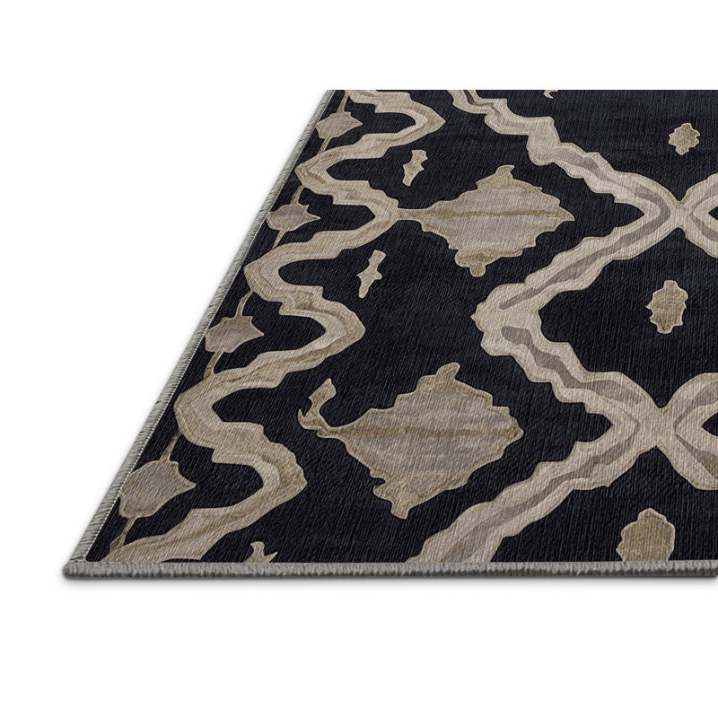 Tapis gris lavable à la machine, Rond 3 pi