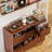 47.2" Large Record Player Stand, Vinyl Record Storage Cabinet,Brown Fit 7“/10"/12" Vinyl Record, Mid Century Turntable Stand, Media Cabinet with 6 DVD Drawers for Living Room, Music Corner