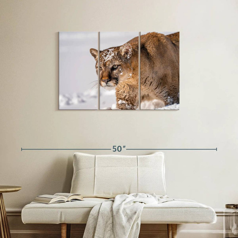 Brampt Lion Hunting In Winter, 24" H x 38" W
