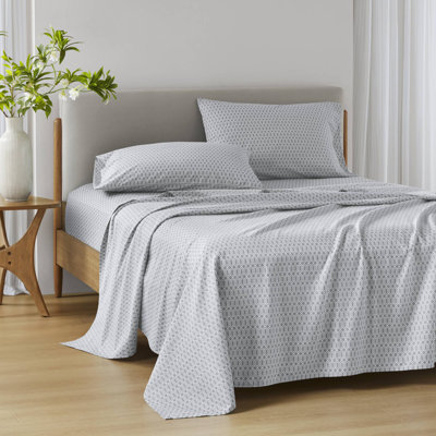 Cotton 144TC Diamond Grey Breathable 100% Cotton 4-Piece Full Sheet Set