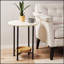 Élégante table de bout ovale avec plateau blanc et tablette naturelle pour les espaces de vie modernes
