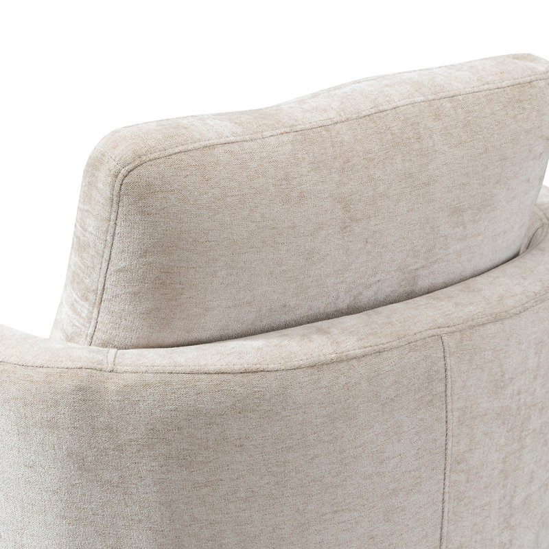 Ottelia 32'' Wide Slipcovered Swivel Barrel Chair, Beige Chenille