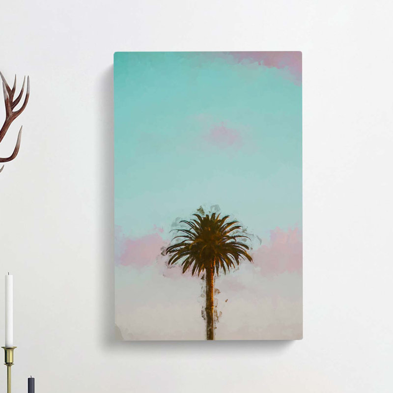 Sunset Palm Tree In Abstract - Wrapped Canvas, 60cm H x 40cm W x 3cm D