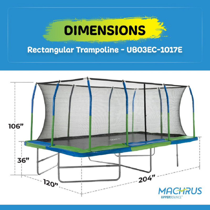 Machrus Upper Bounce - Mega 10' X 17' Gymnastics Style, Rectangular Trampoline