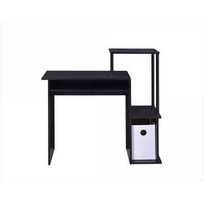 Bureaux, bureau d'ordinateur noir moderne avec plateau à clavier, rangement et amp; Tablette | Noir | Métal, bois synthétique